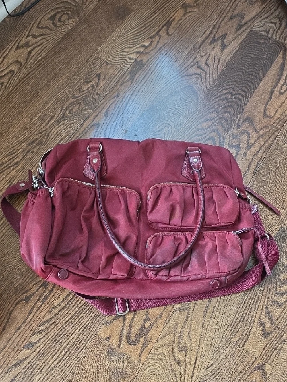 MZ Wallace Bedford Burgundy Nylon Tote with Multiple Pockets